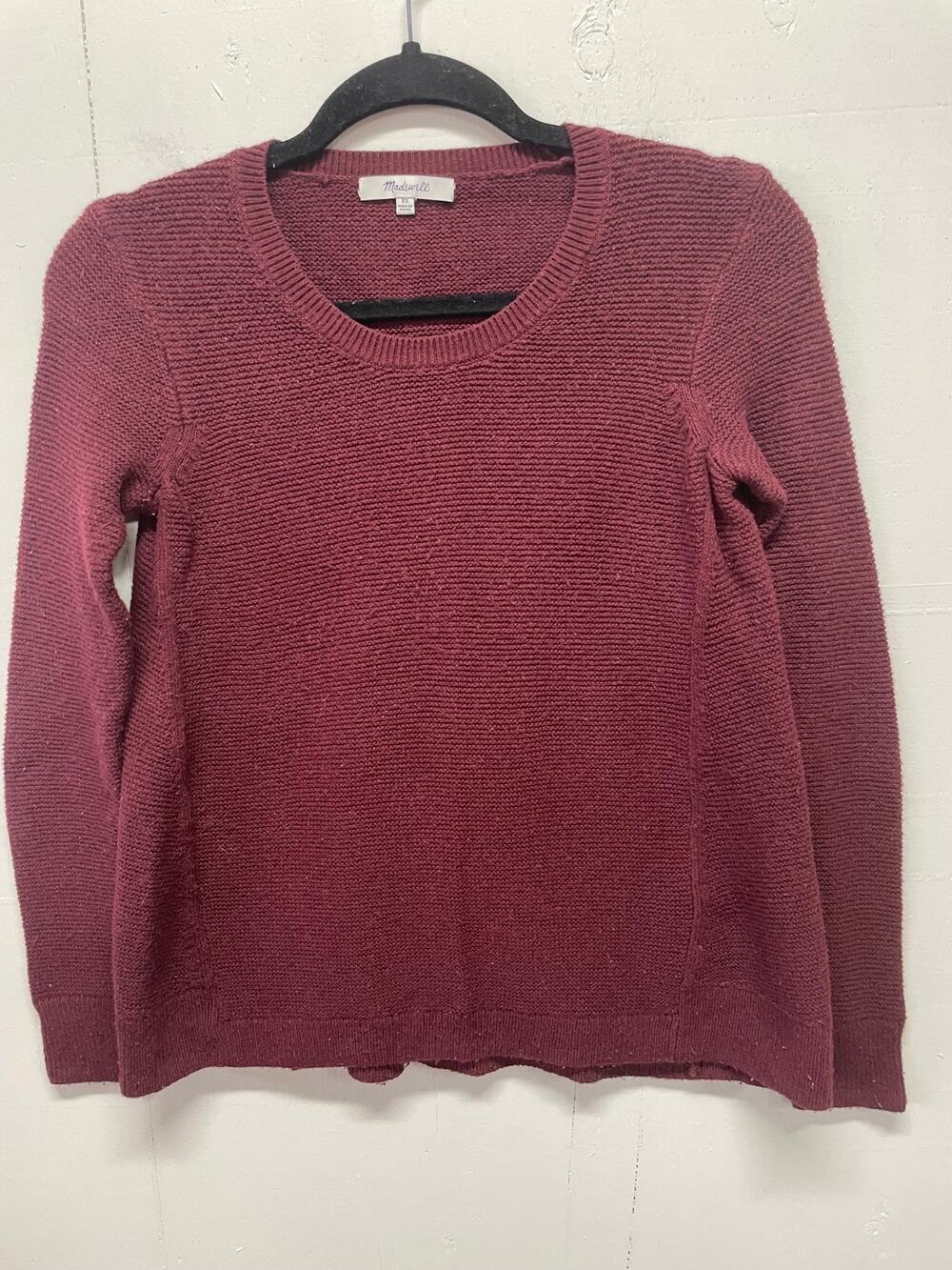 MADEWELL Women's Sweater Long Slv Round Neck Maroon 100% Cotton.Size XS